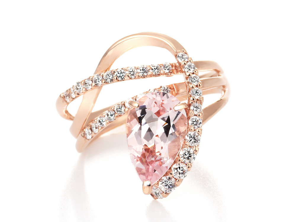 K18PG モルガナイト ダイヤモンド リング （MO1.78ct D0.41ct）｜真珠