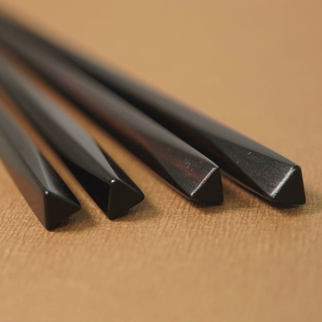 山中 縞黒檀六角 箸 持手三角 (21.5cm/23.5cm) – 漆器 高翆