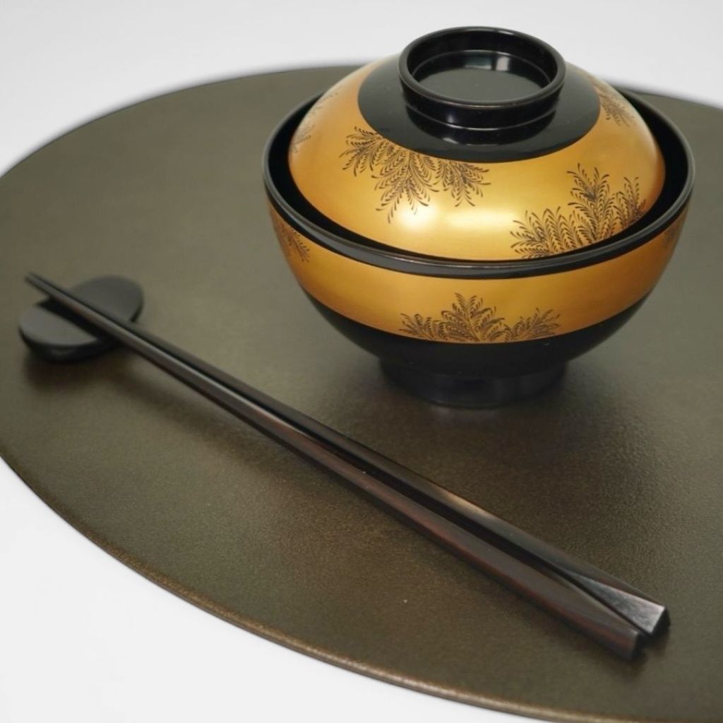 山中 縞黒檀六角 箸 持手三角 (21.5cm/23.5cm) – 漆器 高翆