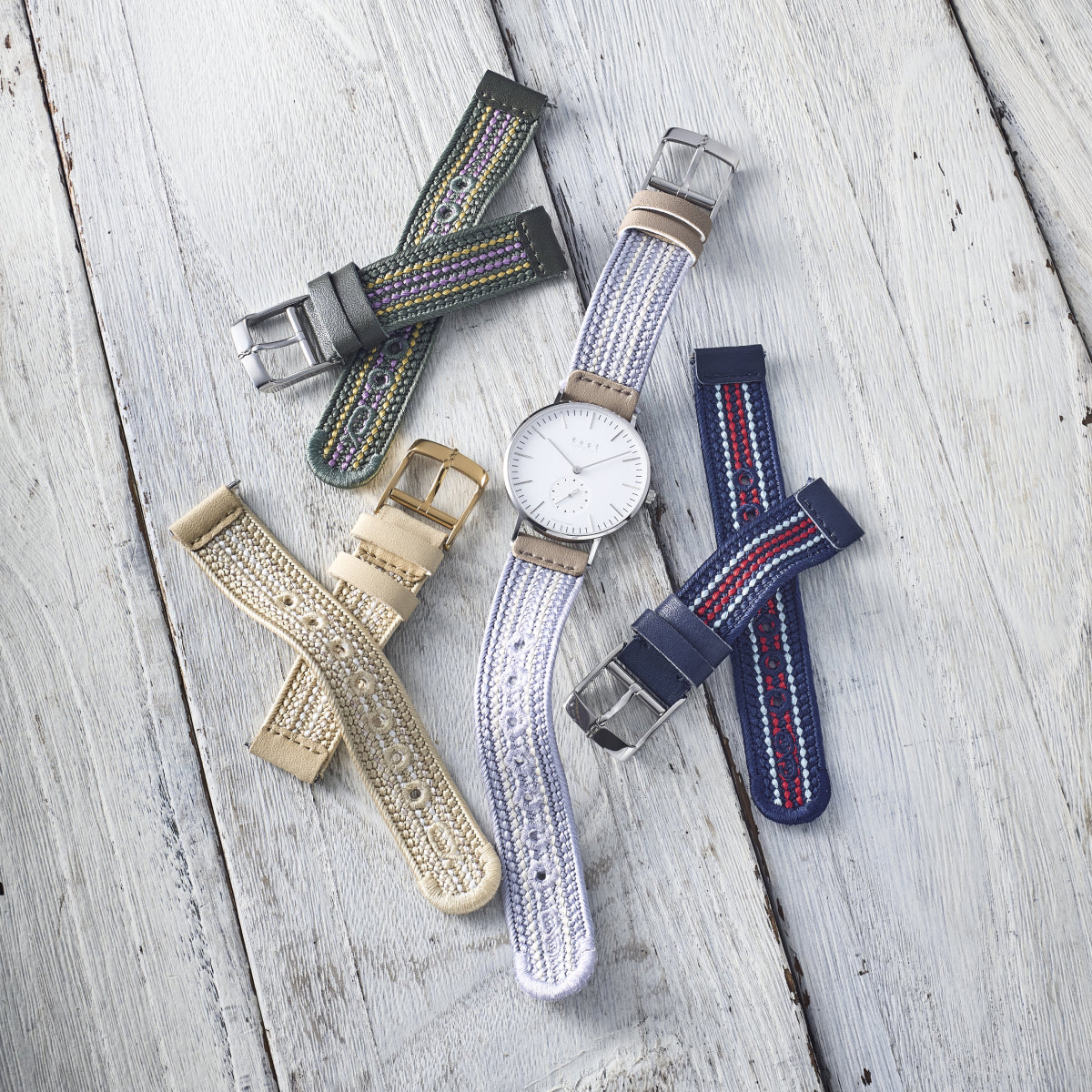 Knot S18-AK-1805 時計ベルト バンド くみひも 18mm ネイビー レッド