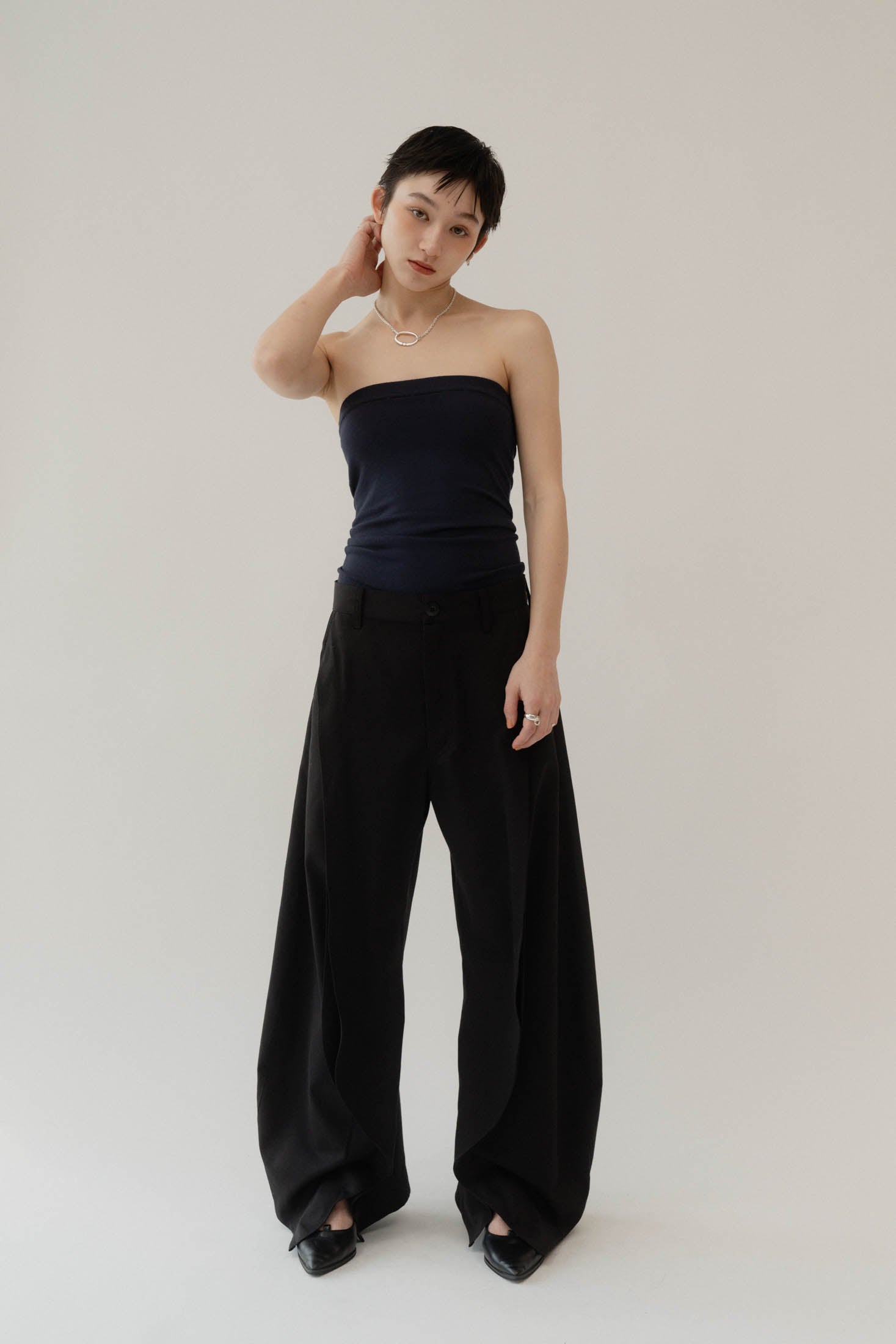 slit deformed pants(unisex)/black | KNUTH MARF