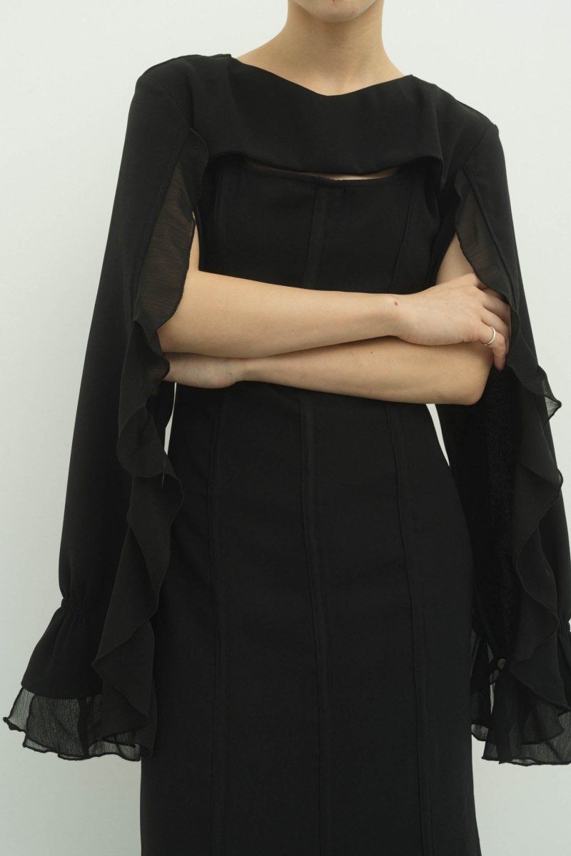 frill sleeves one piece/black | KNUTH MARF