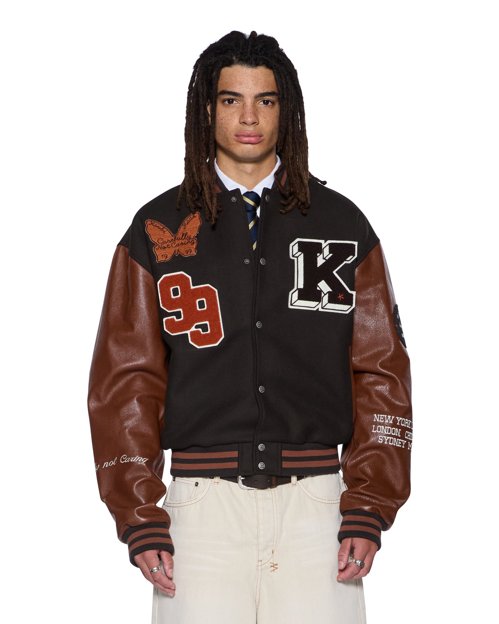 Mens Patched Varsity Jacket Chocolate Jackets | Ksubi ++