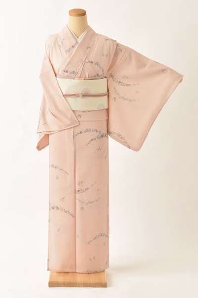 夏物_小紋〈ピンク・四季草花〉｜着物レンタルあき (来店着付け無料