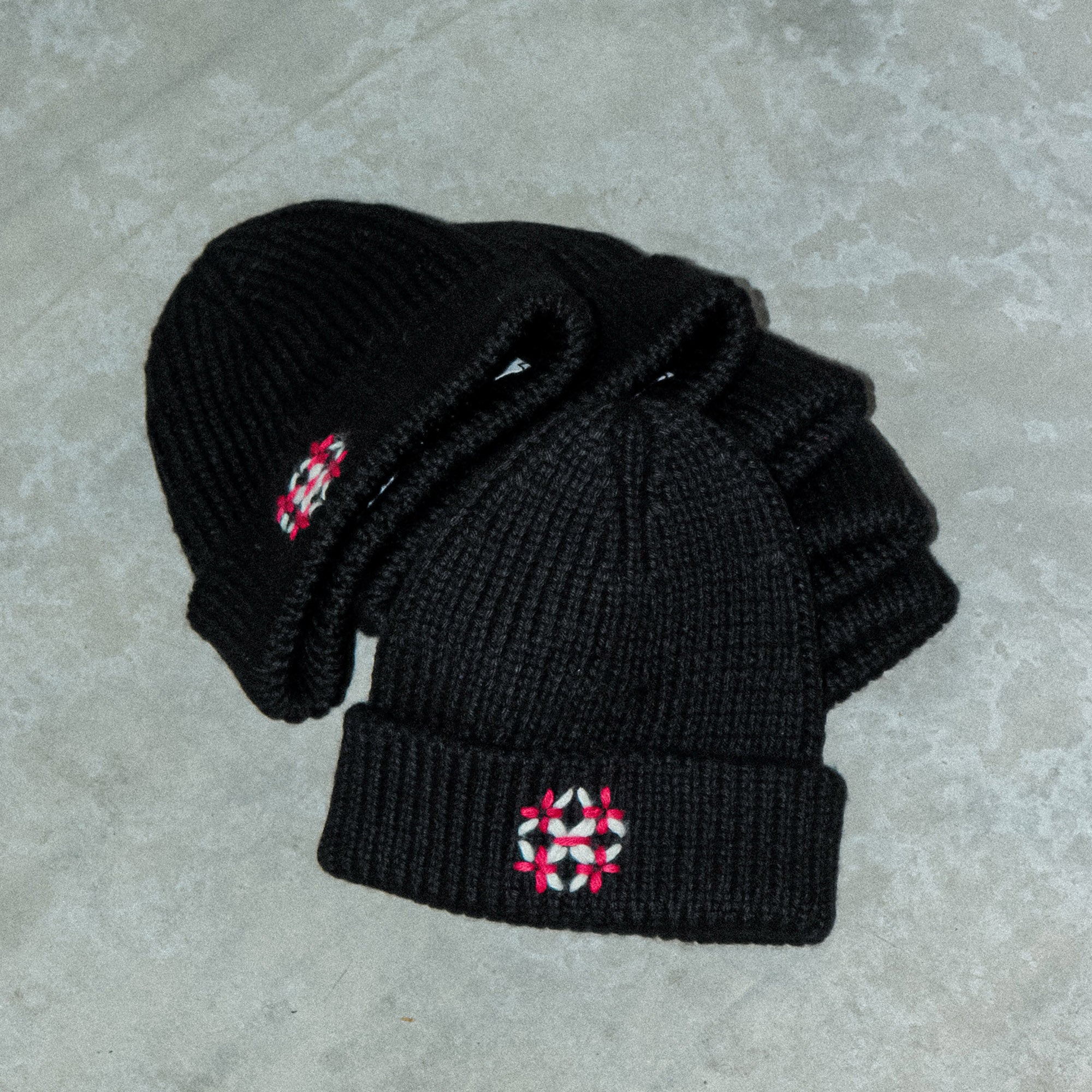 x THE INOUE BROTHERS] Alpaca Rib Hat-Sashiko Flower- – KUON Tokyo