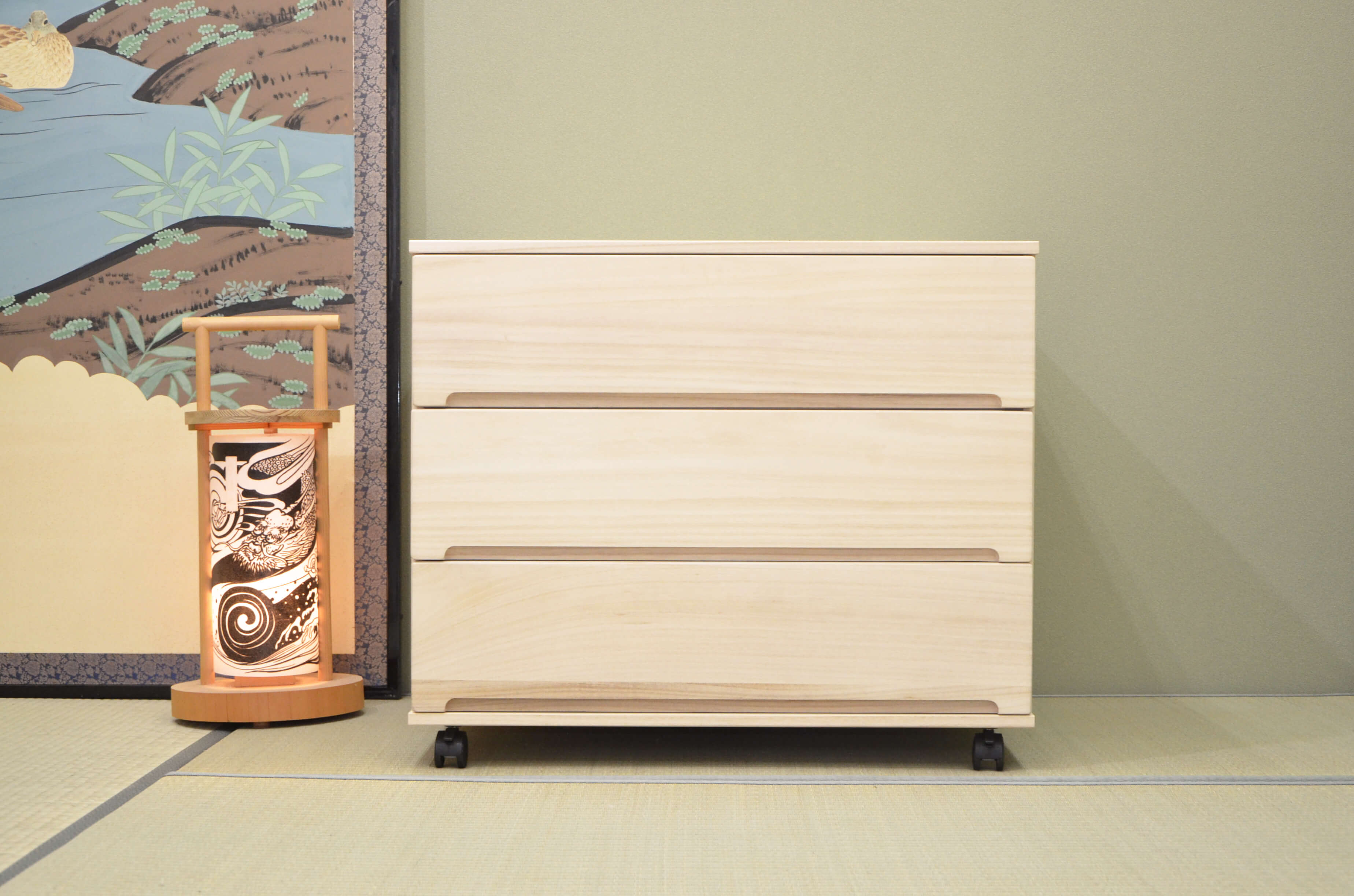 商品情報ー桐押入れたんす収納3段キャスター付 ｜ 桐たんすの京都-市やま