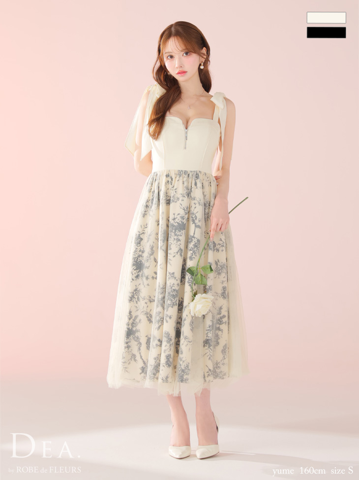 DEA.by ROBE de FLEURS/ディア】花柄 チュール 肩リボン ジップ