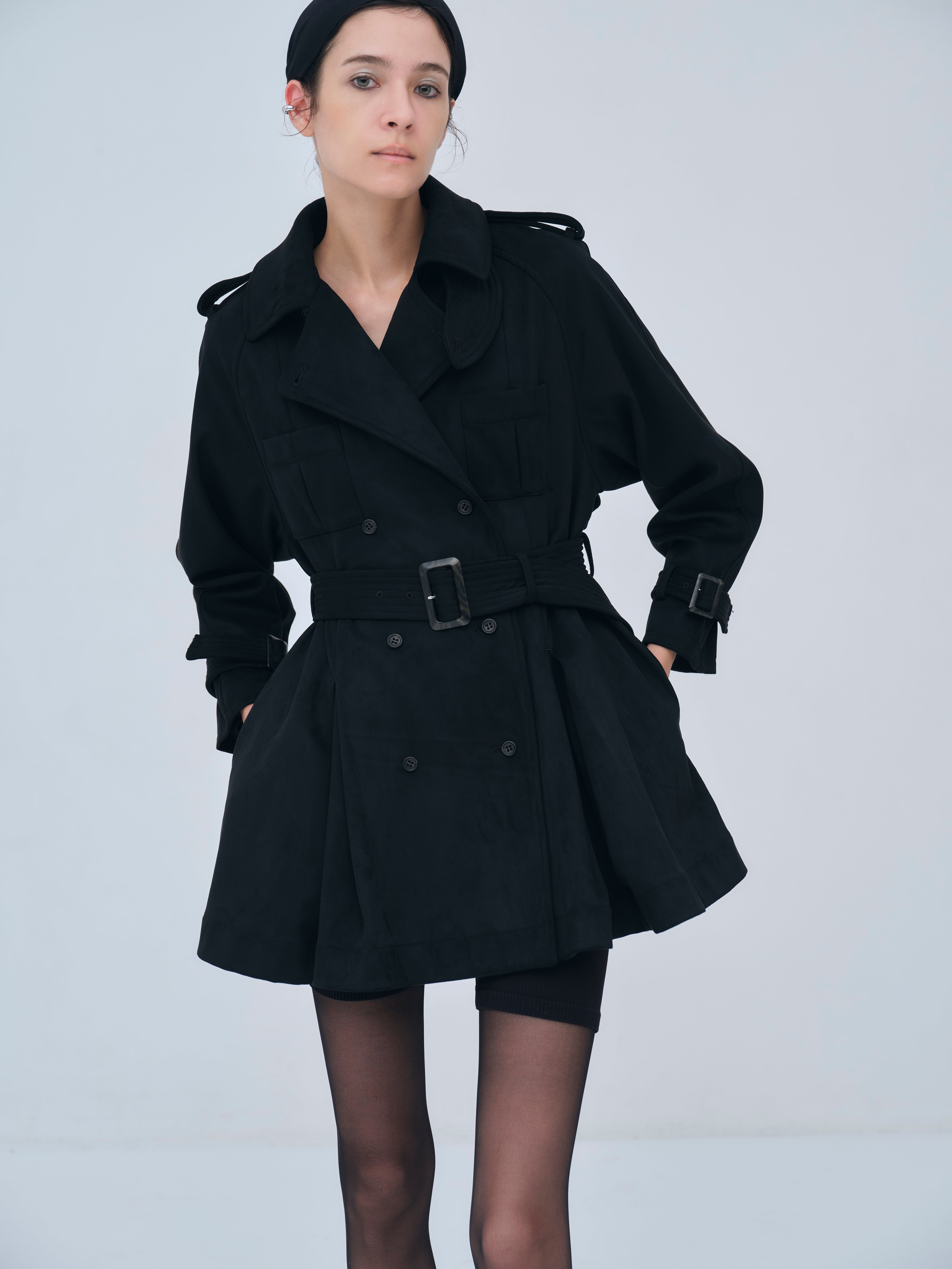 Cropped Suede Trench Coat – L'AUBE BLANC