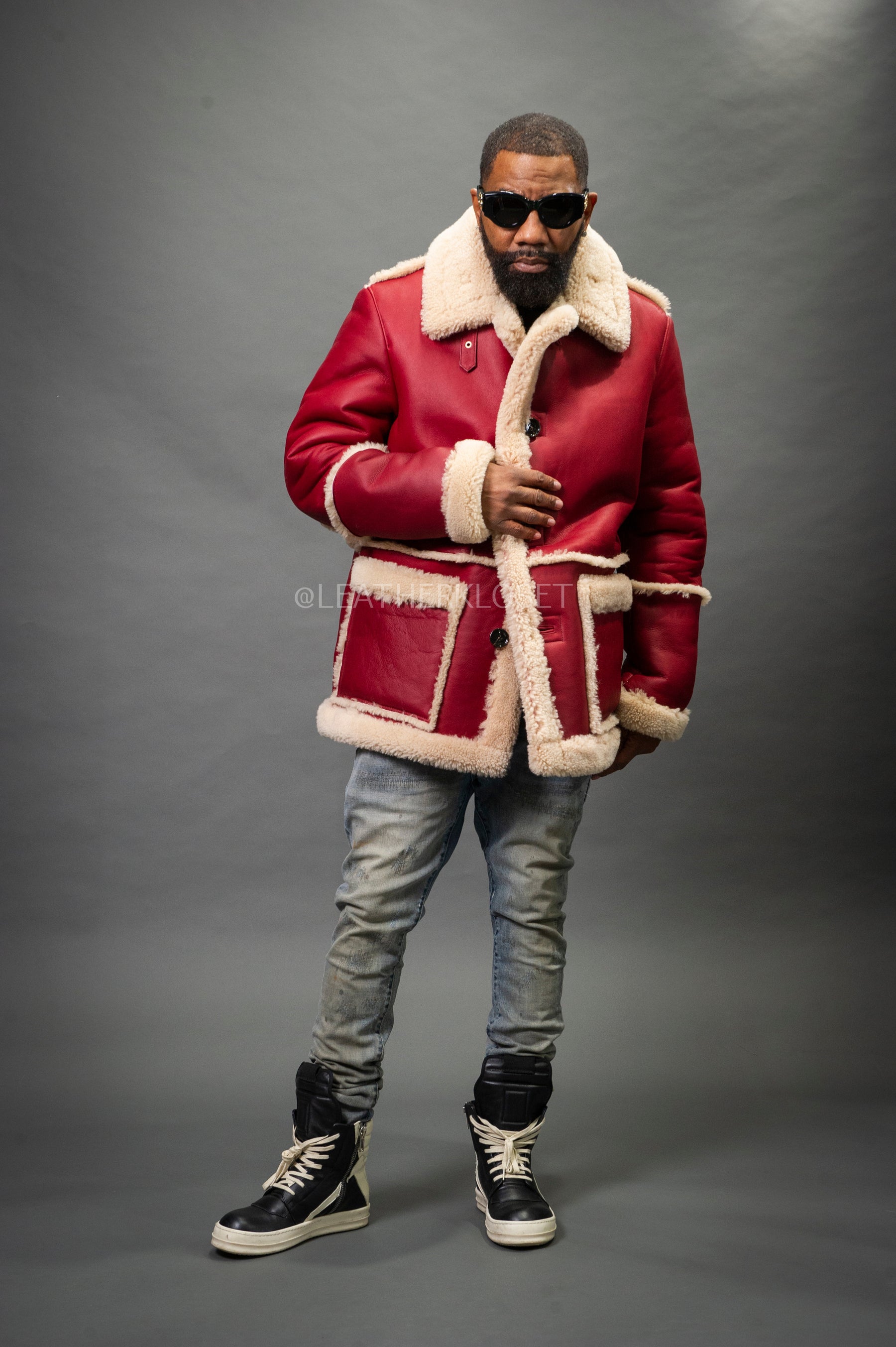 Mens Asher Sheepskin Shearling Coat [Fire Engine Red] – LeatherKloset