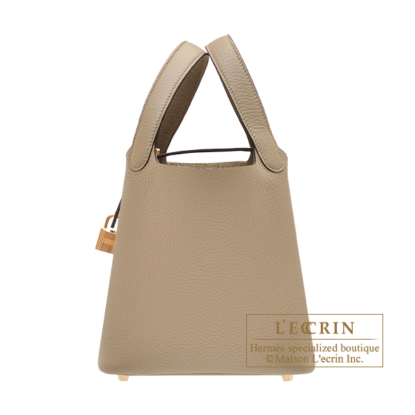 Hermes Picotin Lock bag 18/PM Beige marfa Clemence leather Gold