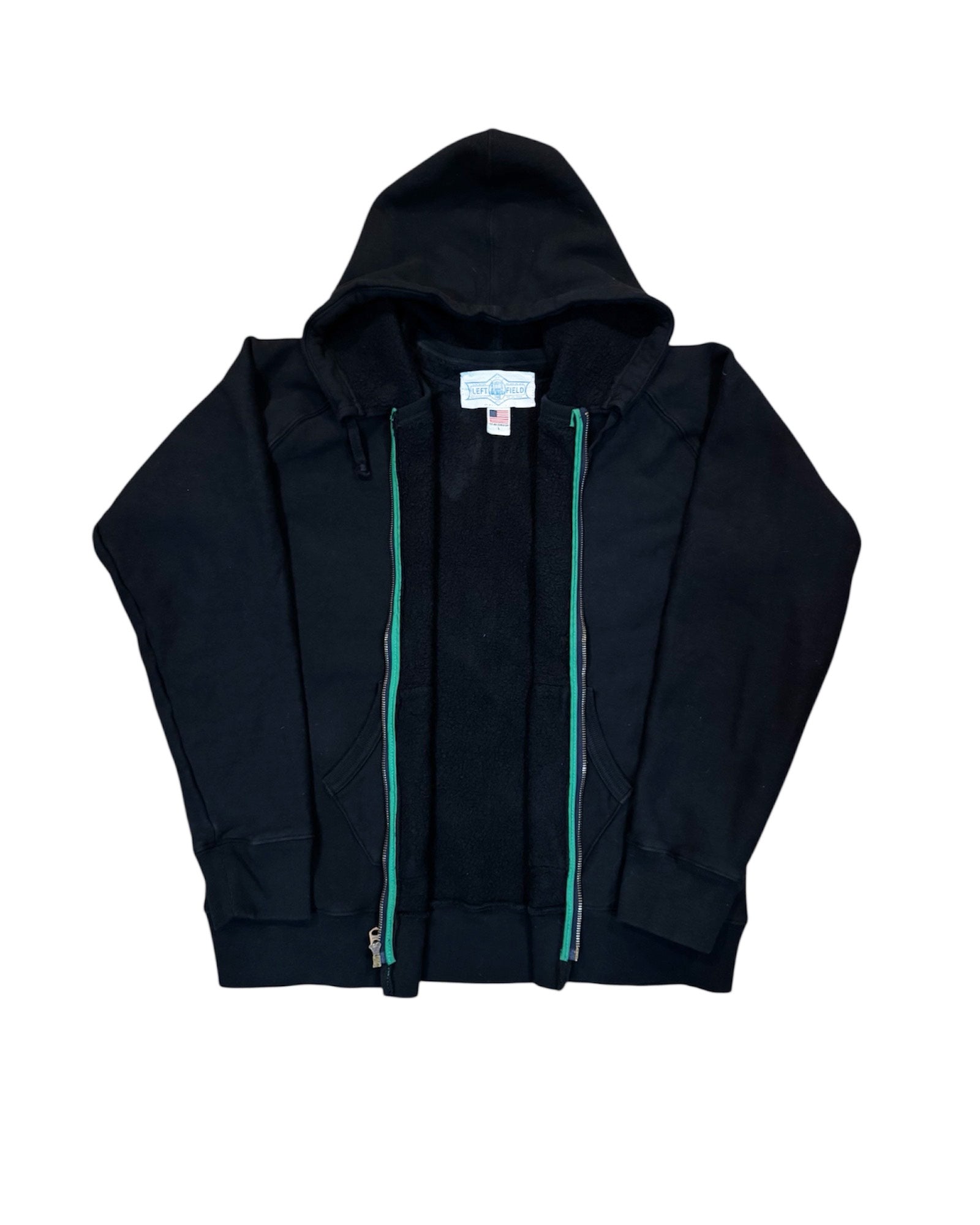 16 oz Black Loopwheel fleece zip 1930's style After Hood