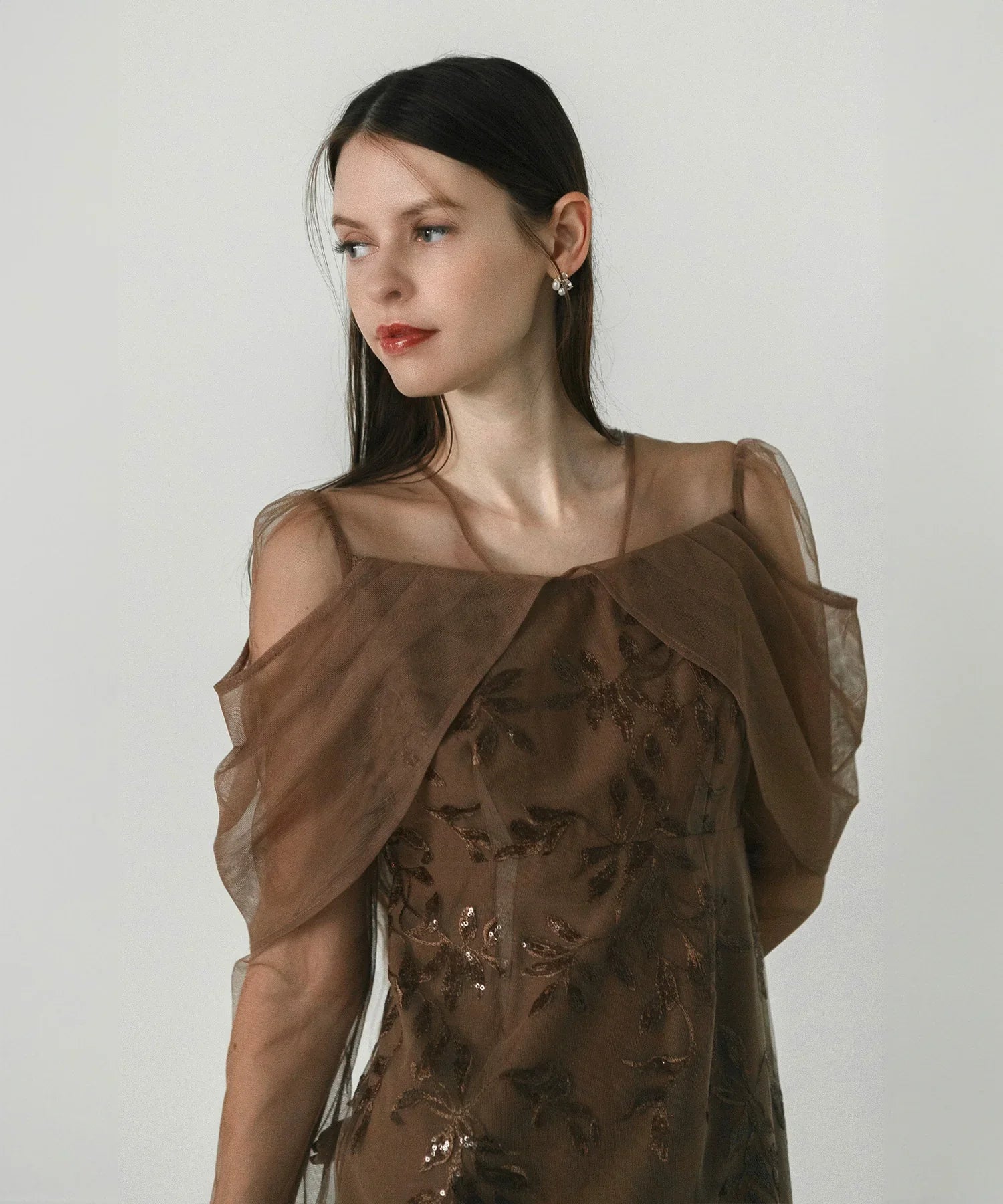 当日発送】チュールロングスリーブリーフIライン/パーティードレス