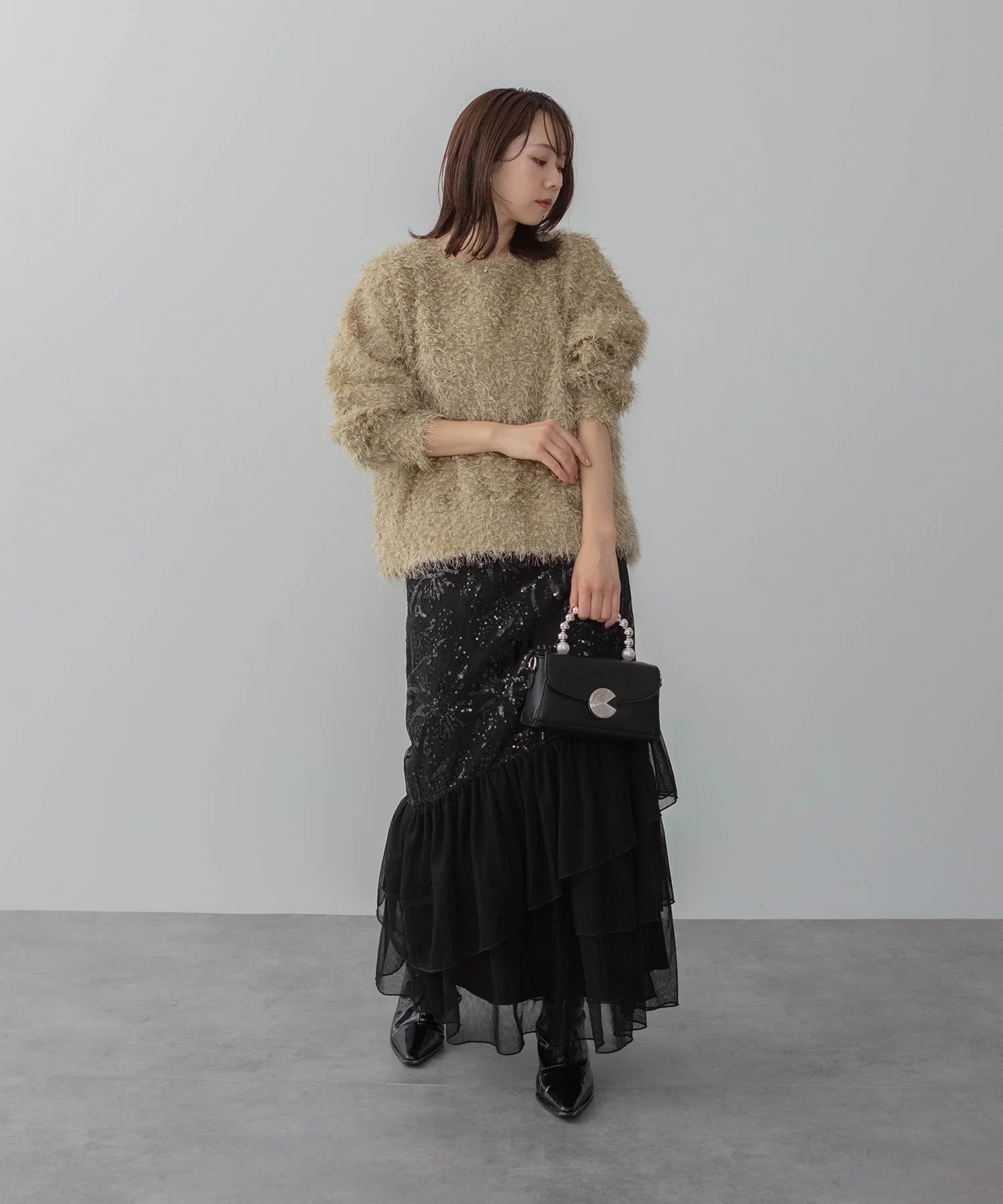 当日発送】フラワースパンコールチュールフリルスリーブIライン