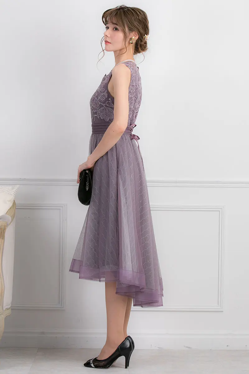 ダークラベンダーのメタリック×チュールドレス | Dorry doll | S～M