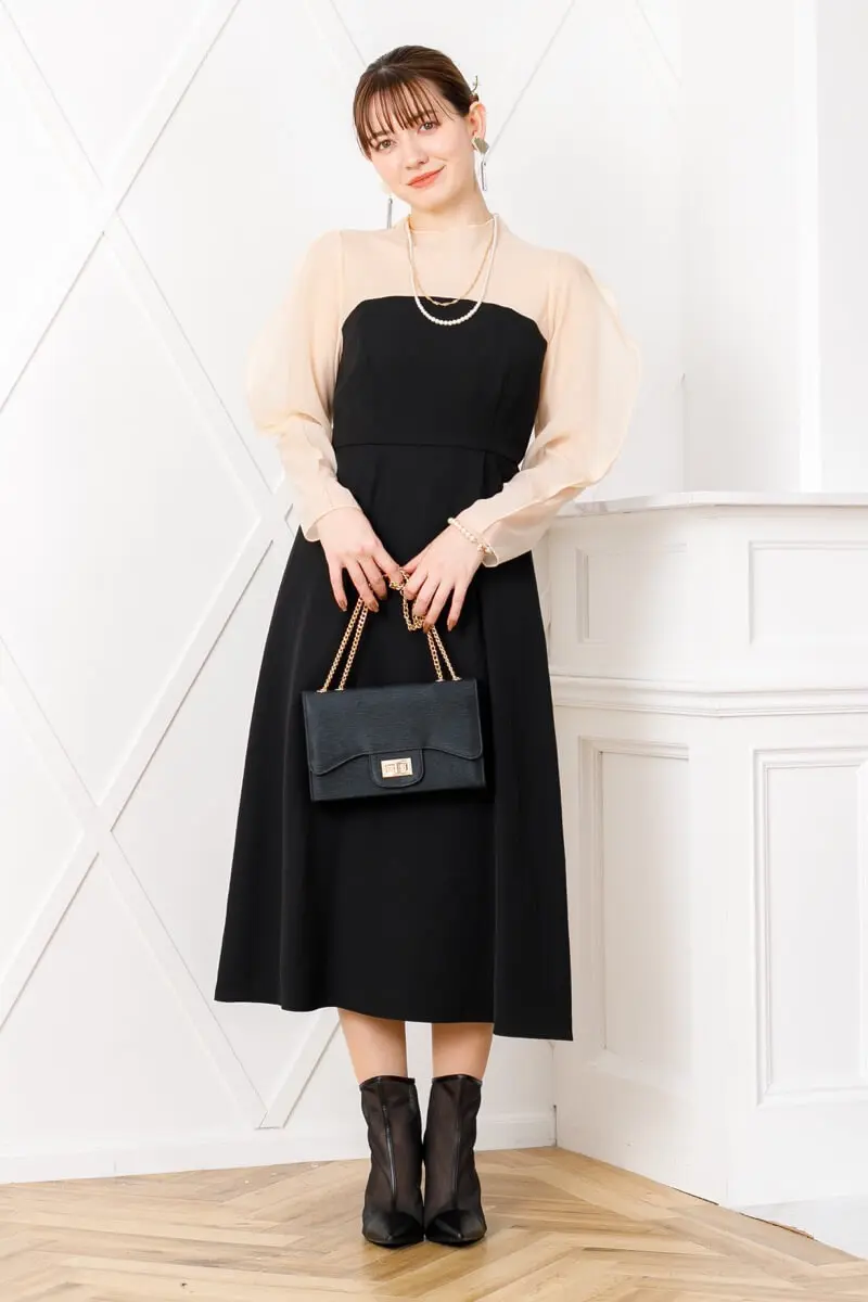 ブラックのマトンスリーブドレス | Dorry doll | M | 結婚式パーティー