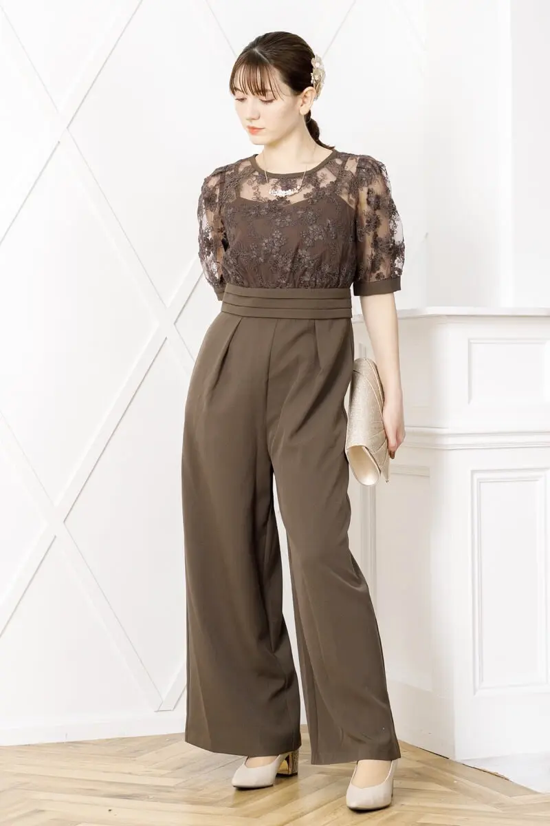 ダークグレーのケミカルレース切替オールインワン | select shop | M