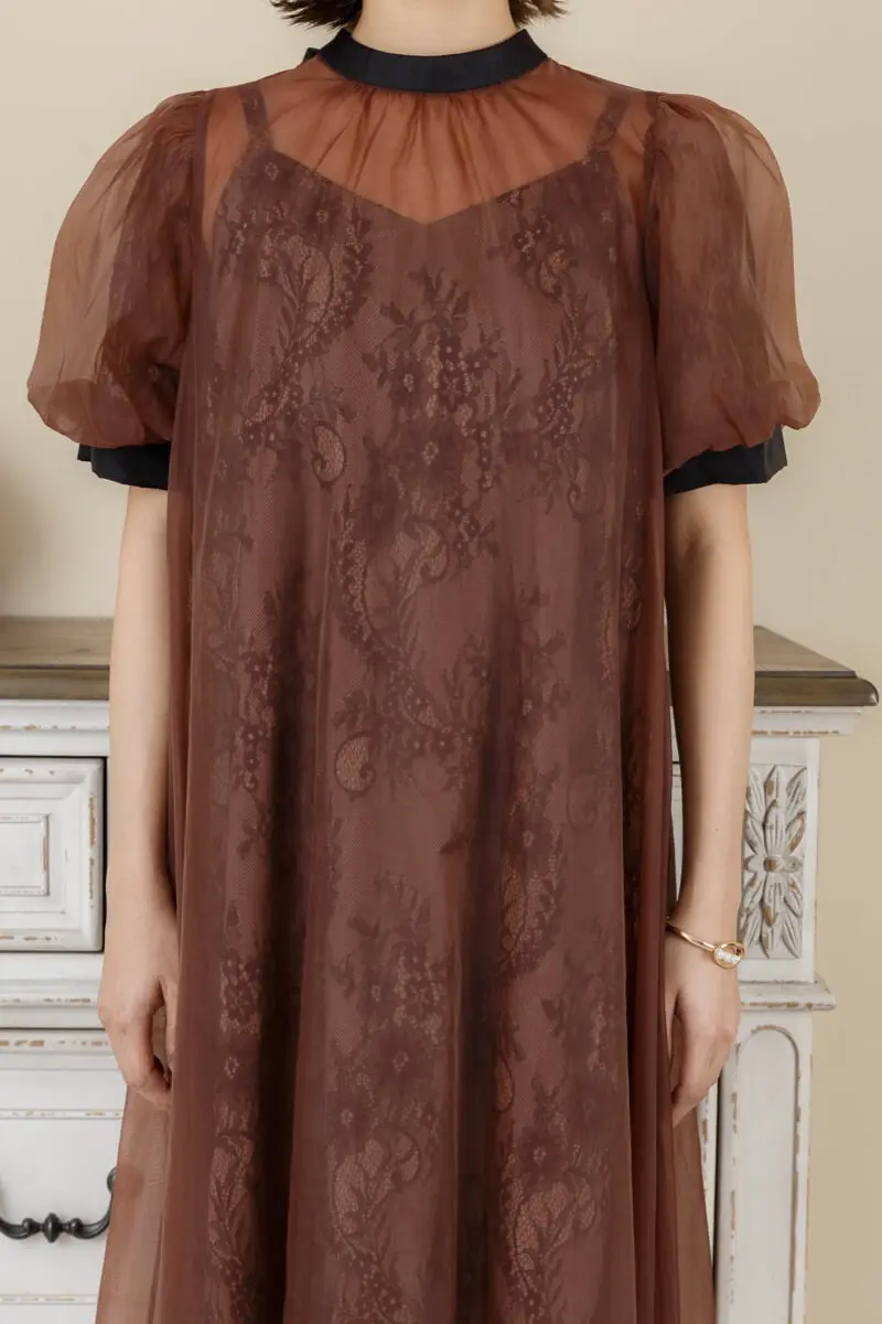 ブラウンのシアーAラインドレス | Dorry doll | M・マタニティ可