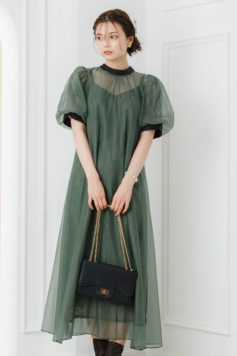 グリーンのシアーAラインドレス | Dorrydoll | M・マタニティ可 | 結婚