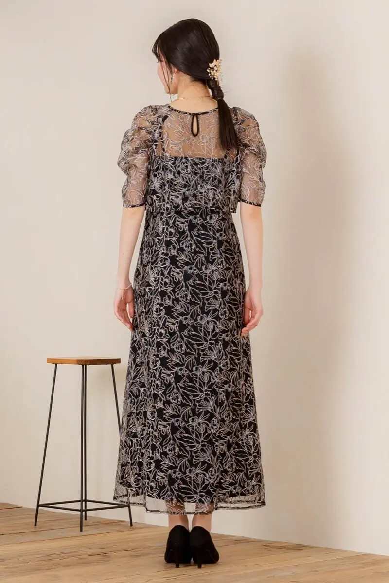 ブラックの総レースレイヤードドレス | LE' RURE | M | 結婚式