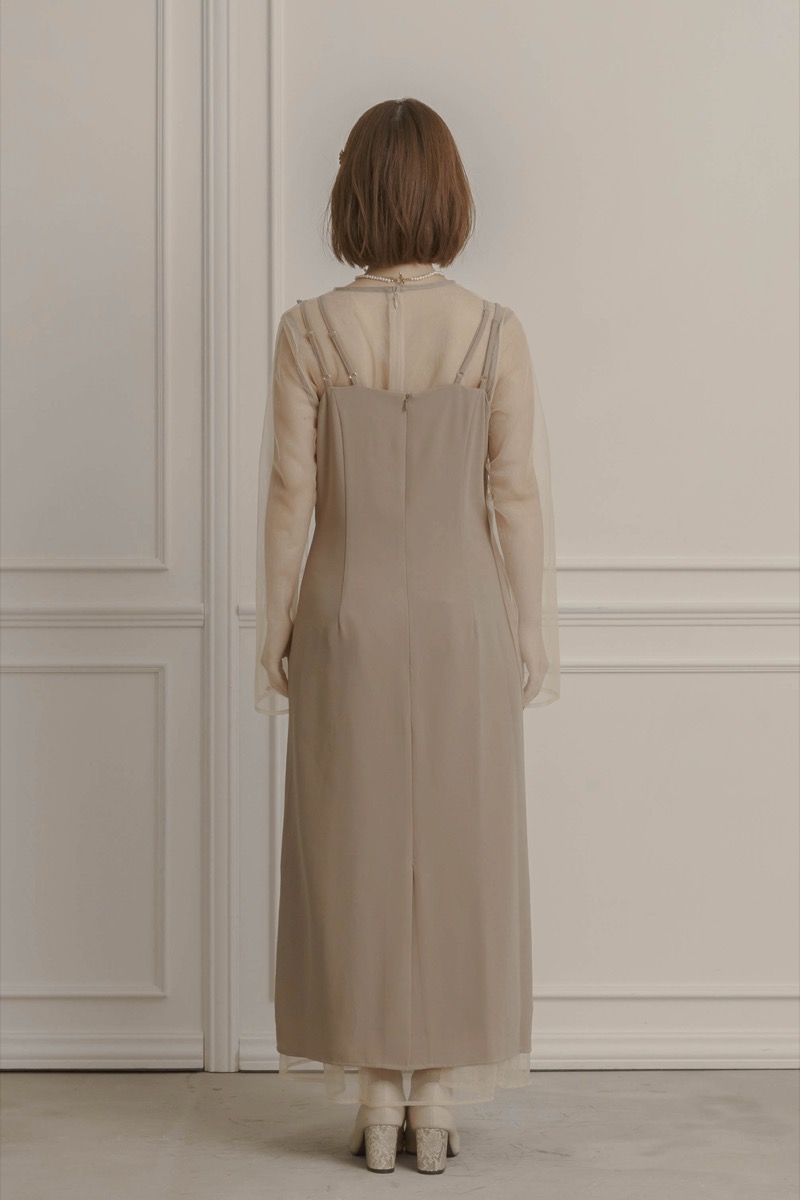 ベージュのシアーチュール2wayドレス | metoi | L | 結婚式パーティー