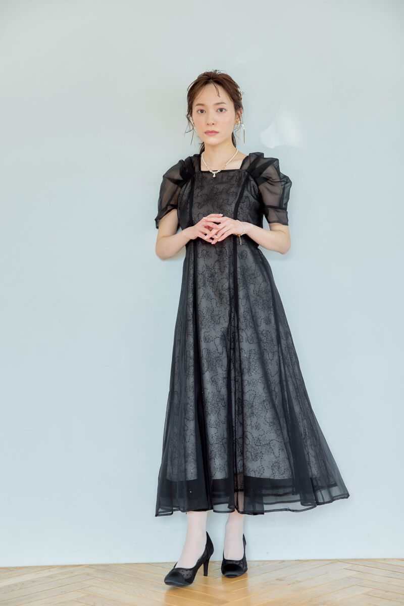ブラックのオーガンジースパンコールドレス | Dorry doll | M | 結婚式