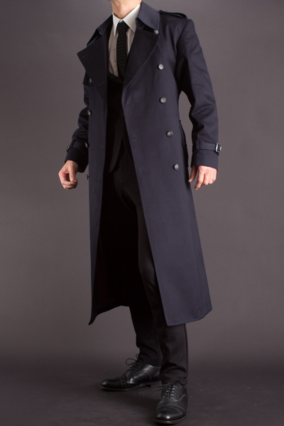 ネイビーカラーのロングコート｜着丈125㎝｜コットンロングコート