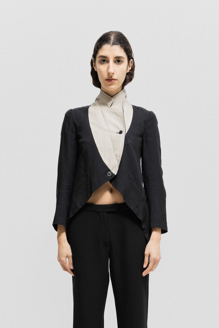 ANN DEMEULEMEESTER - SS07 Cropped jacket with a patterned bib