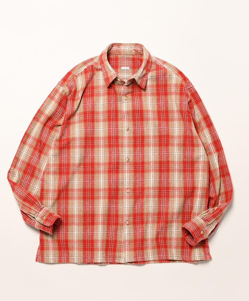 Vintage Cotton Silk Nep Twill Check Shirt(1(MEN) Red/レッド): A.PRESSE