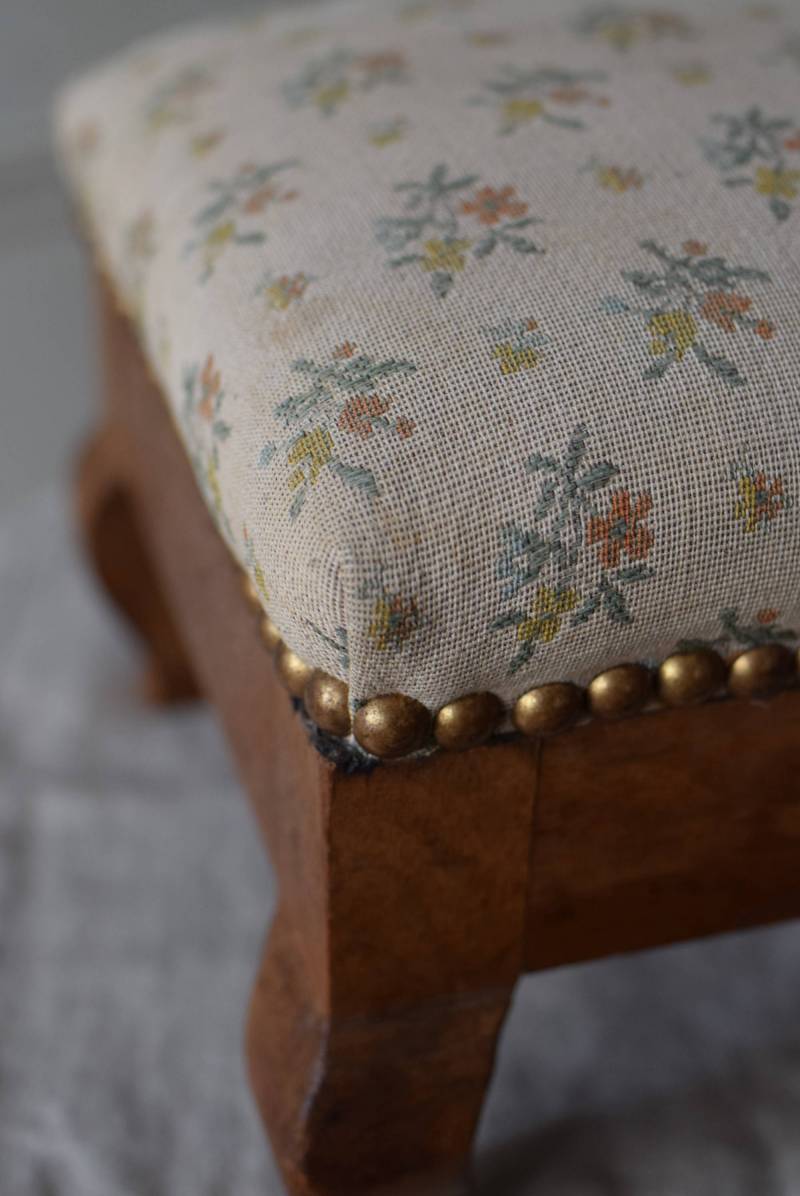 フットスツール.花柄 フランス アンティーク ゴブラン織り