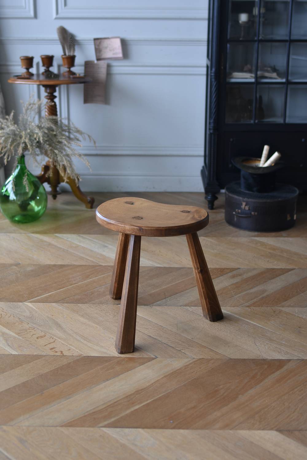 木製スツール.11 フランスヴィンテージ家具 木椅子 ナチュラルインテリア