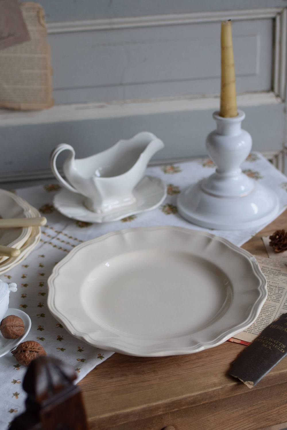 サルグミンヌ 花リムプレート Digoin Sarreguemines