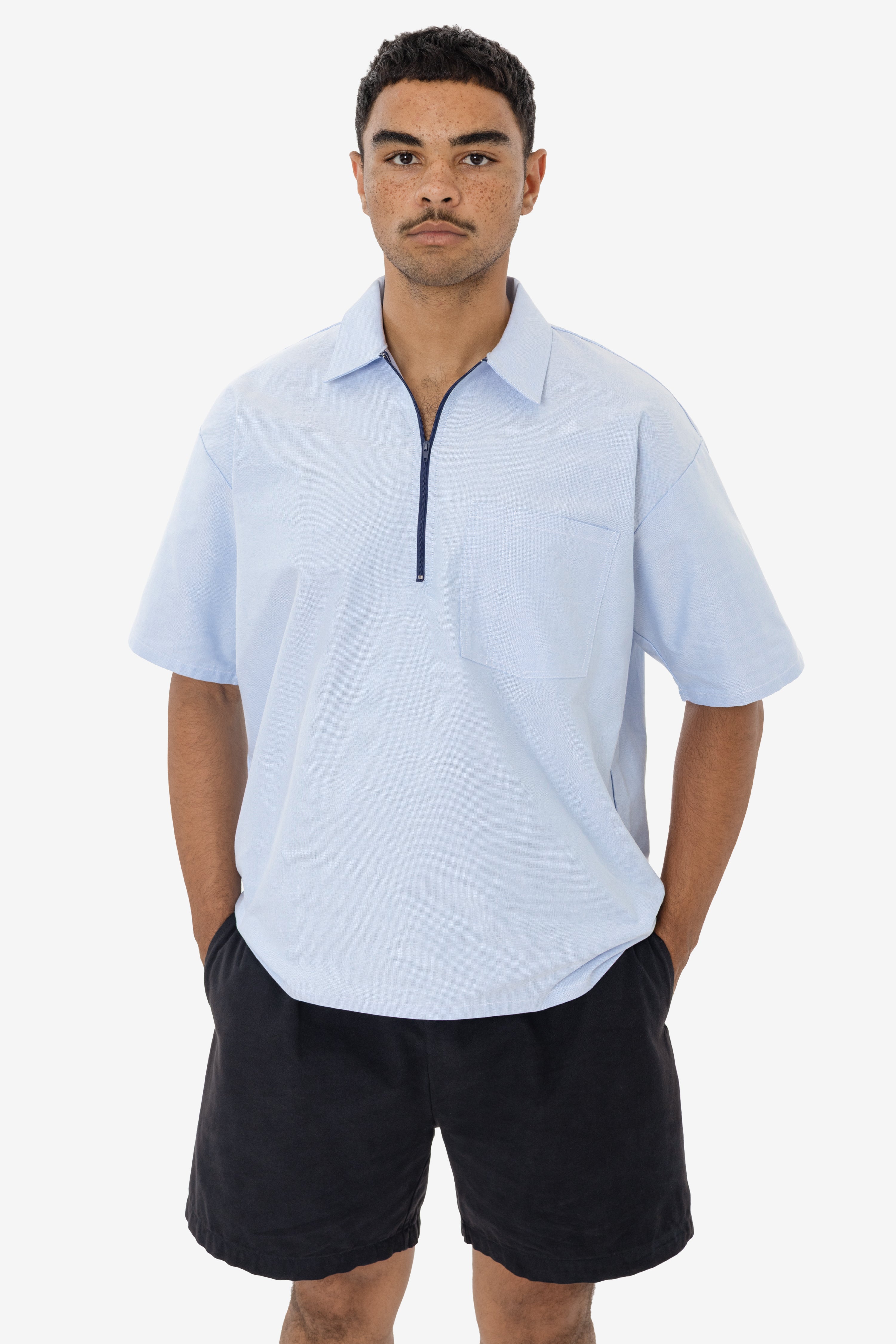 RCP409 - Oxford Zip-Up Work Shirt – Los Angeles Apparel