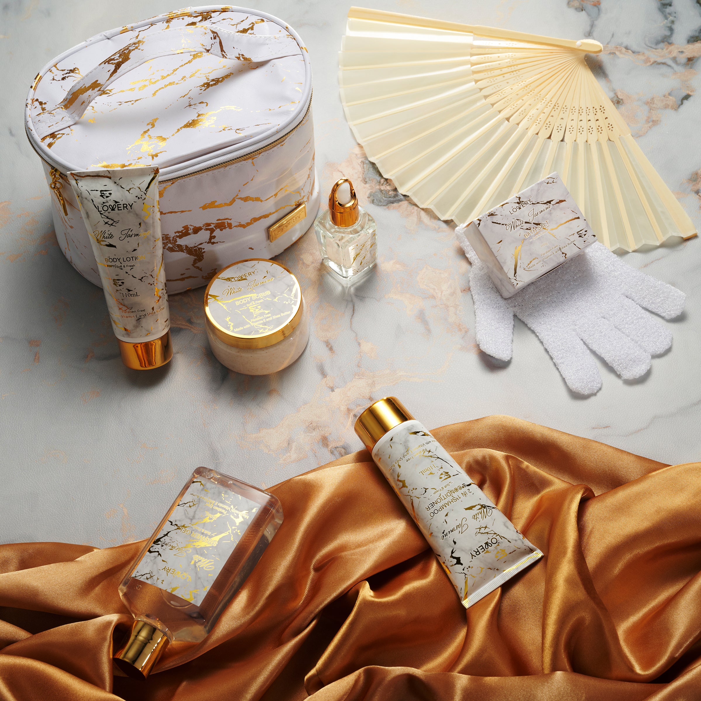 Luxe White Jasmine Bath Set - Lovery Gift Baskets