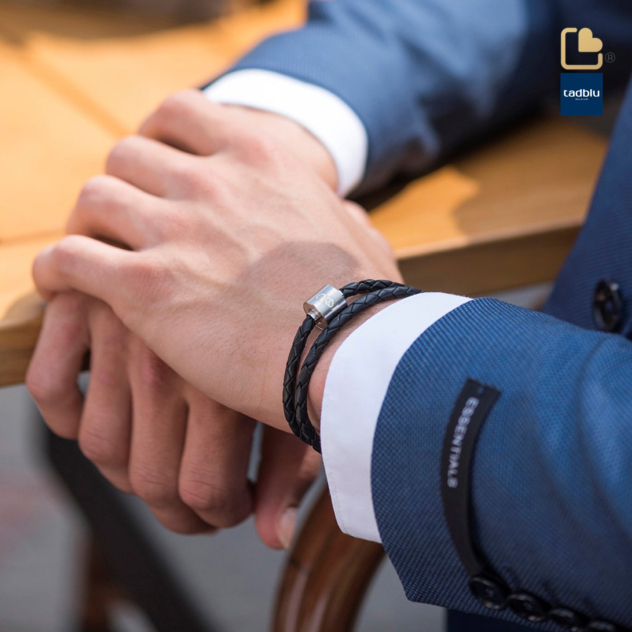 TB-BB1-XL Memento Bracelet (XL) Braided Leather Brushed Ashes Bead