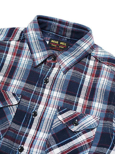 UES（ウエス） 】 先染めヘビーチェックネルシャツ [ NAVY ] - Lua