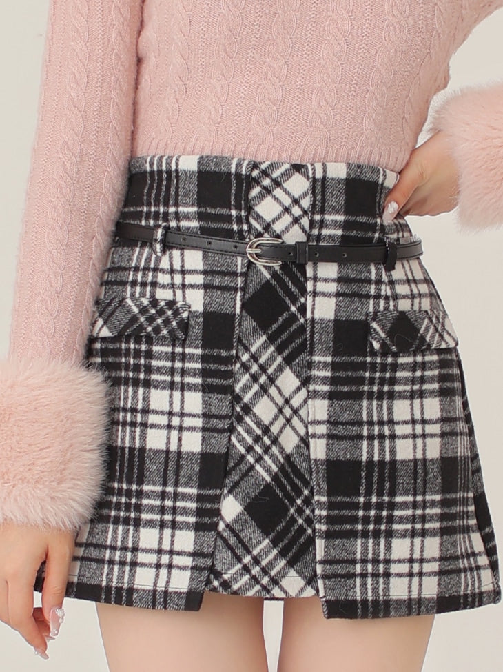 SALE】High waist check mini skirt(eme10449) – M me eme