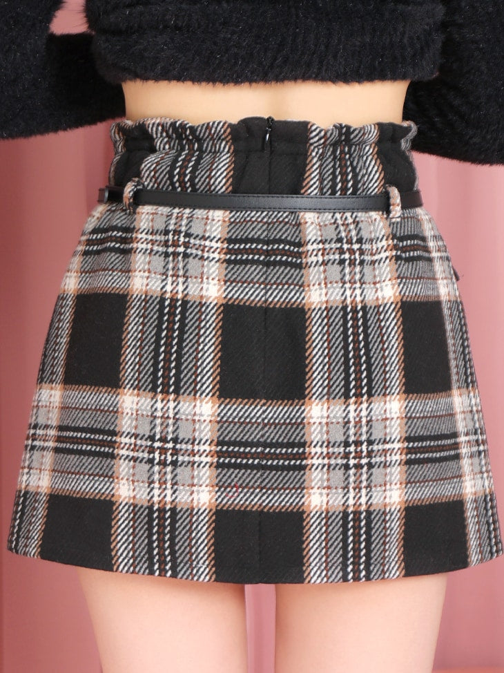 SALE】High waist check mini skirt(eme10449) – M me eme