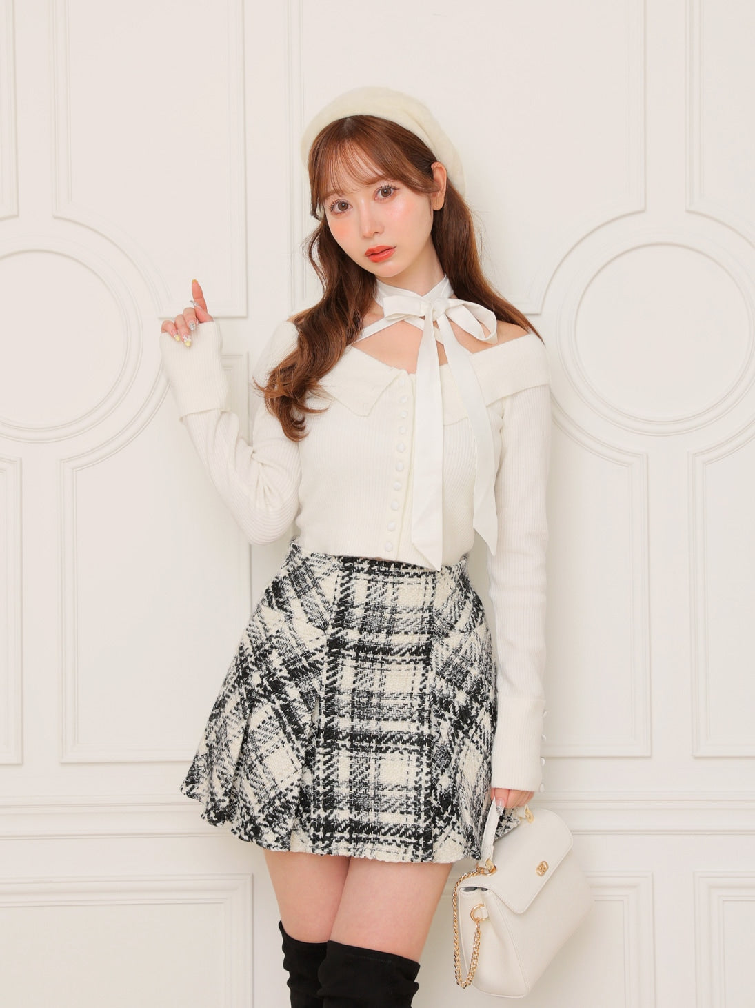 Roving check box pleated skirt(eme10726) – M me eme