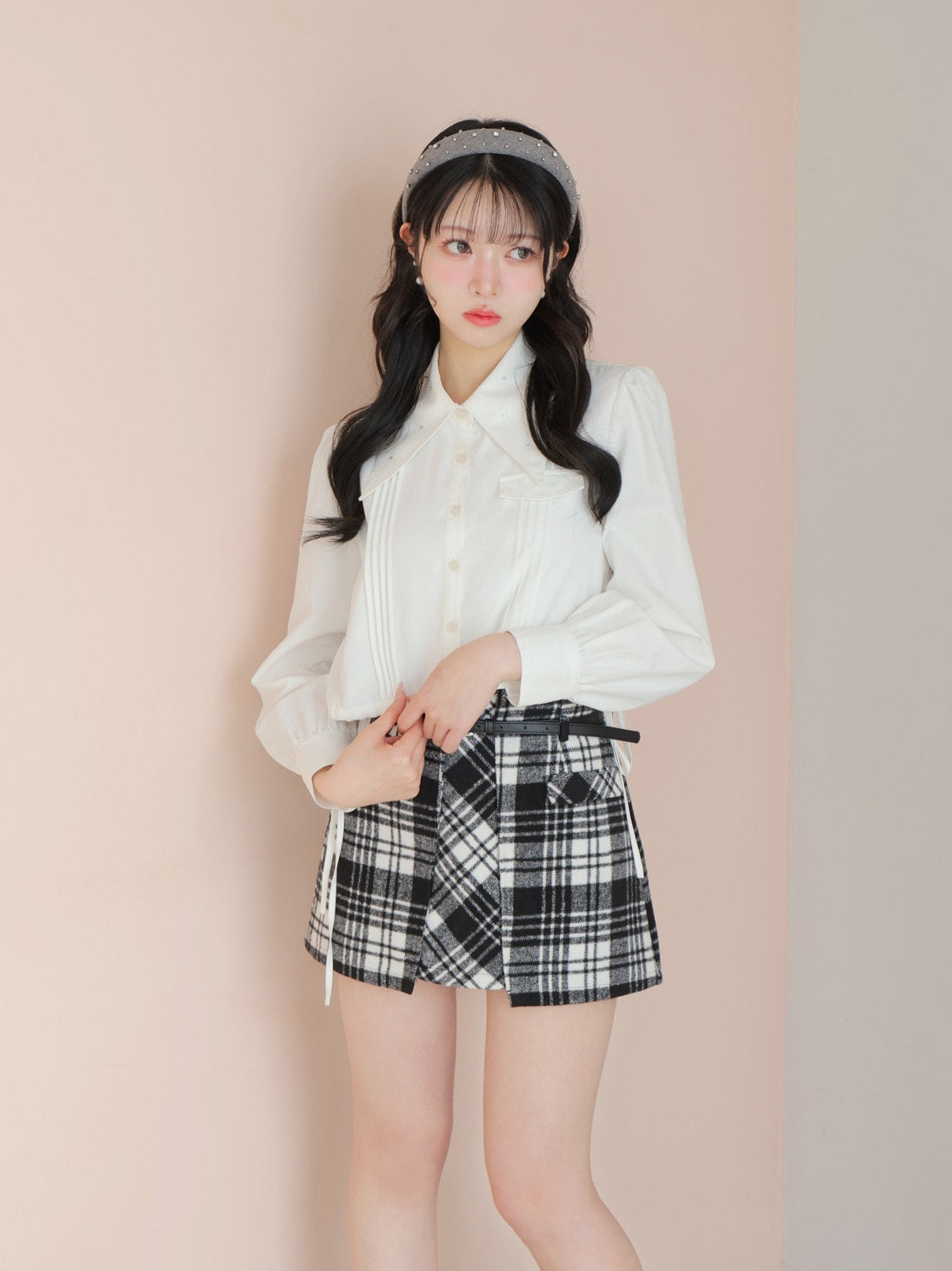SALE】High waist check mini skirt(eme10449) – M me eme
