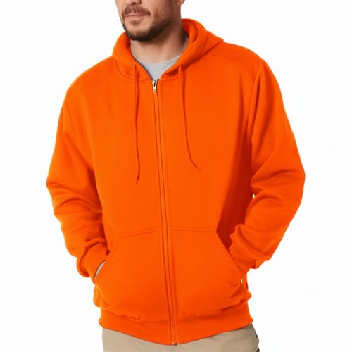 Mlgaril Orange Mens Zip Up Hoodie Long Sleeve Fleece Full-zip