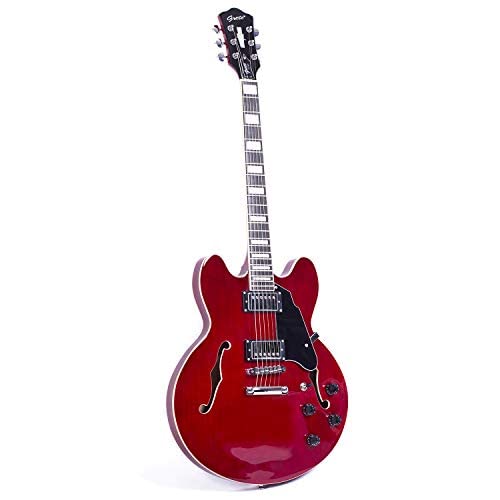 Amazon | GROTE Jazz Electric Guitar Semi-Hollow Body (Red