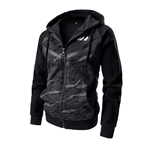 LAIWANG Men's Color Block Hoodie-Full Zip Ultimate Heavyweight