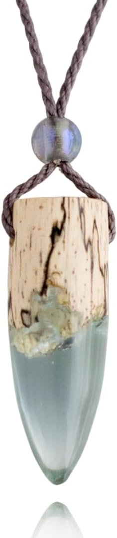 Amazon | [Freaky Hands] ウッドレジンネックレス ブルー 青 海 マリン