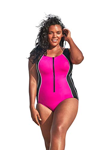 Amazon.com: Swimsuits For All Swim 365 Women's Plus Size Zip-Front