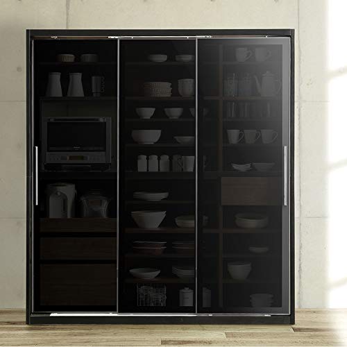 Amazon｜食器棚 キッチンボード ホワイト ブラック 幅161 奥行56 高さ