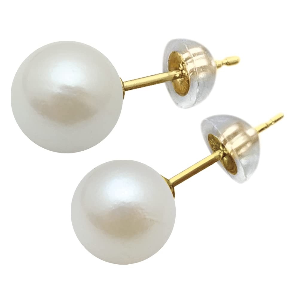 Amazon.co.jp: 7.0mm K18 アコヤ真珠ピアス / 18金 パール ピアス 本