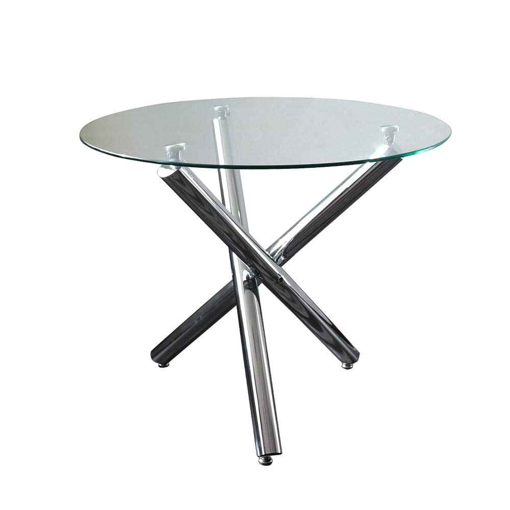 Amazon｜GLA-SSIC 円形 ガラスダイニングテーブル 90cm 丸テーブル 2人