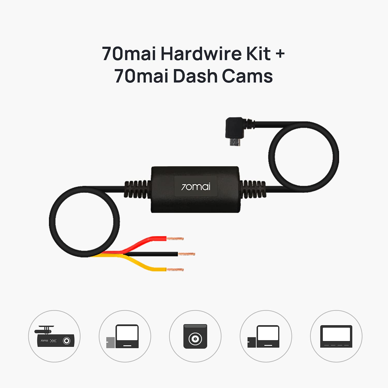 Amazon.com: 70mai Hardwire Kit UP02, 10ft Micro USB Dash Cams, 12V