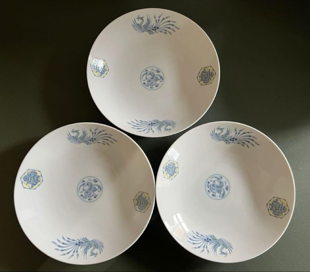 Amazon.co.jp: 長峰陶苑 鳳凰ラーメンどんぶり＆中華皿 セット