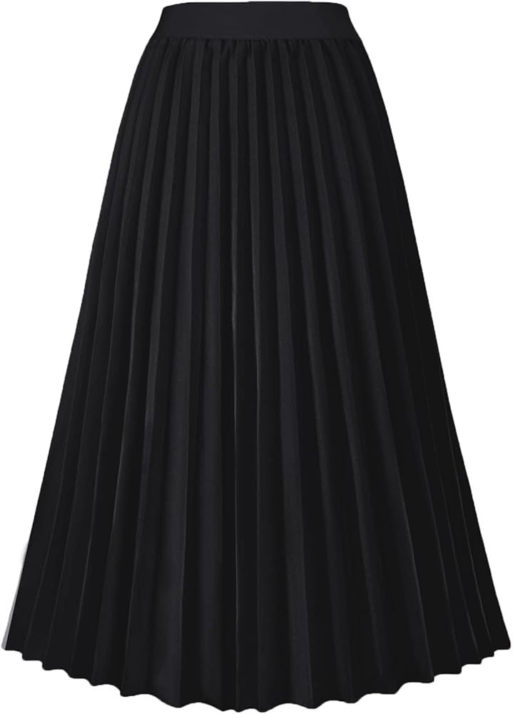 GOLDSTITCH Women's High Waist Pleated Skirt A line Swing Midi